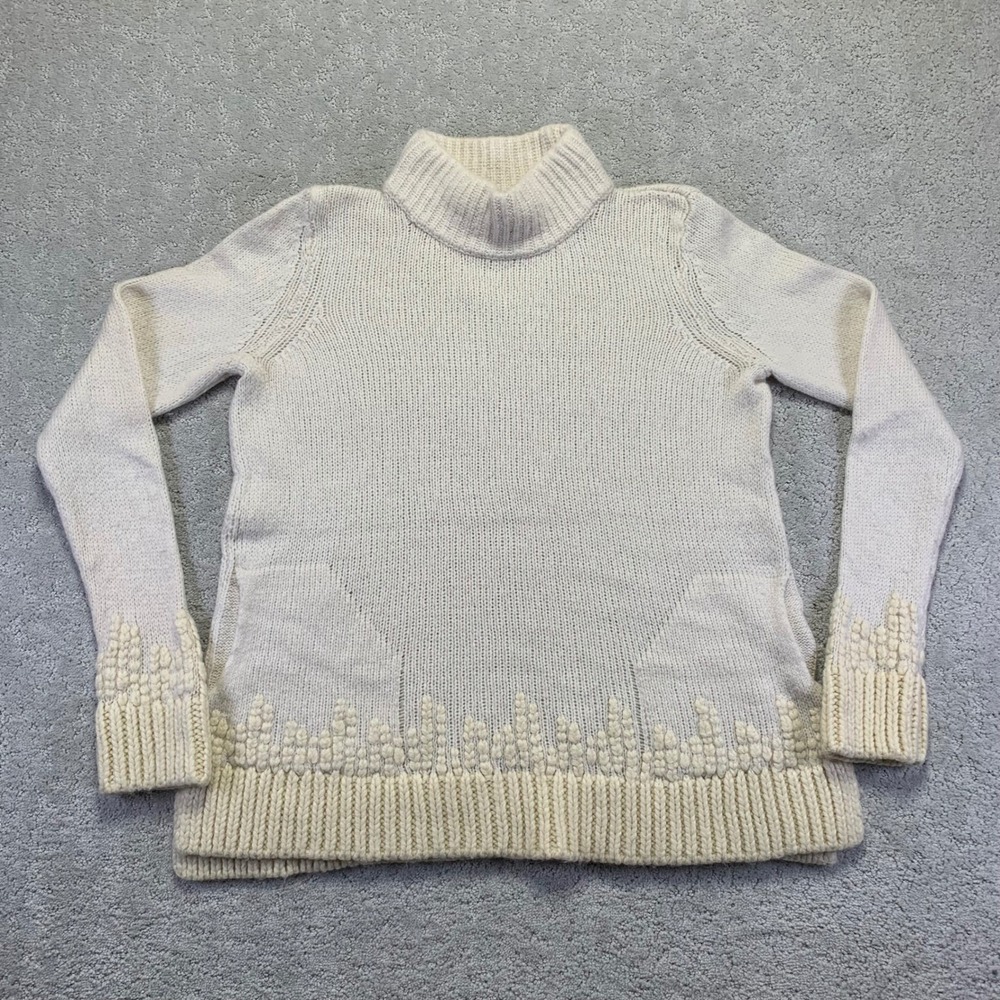 Sleeping On Snow Womens Sweater Large Cream Wool Alpaca Blend Turtleneck Knit
